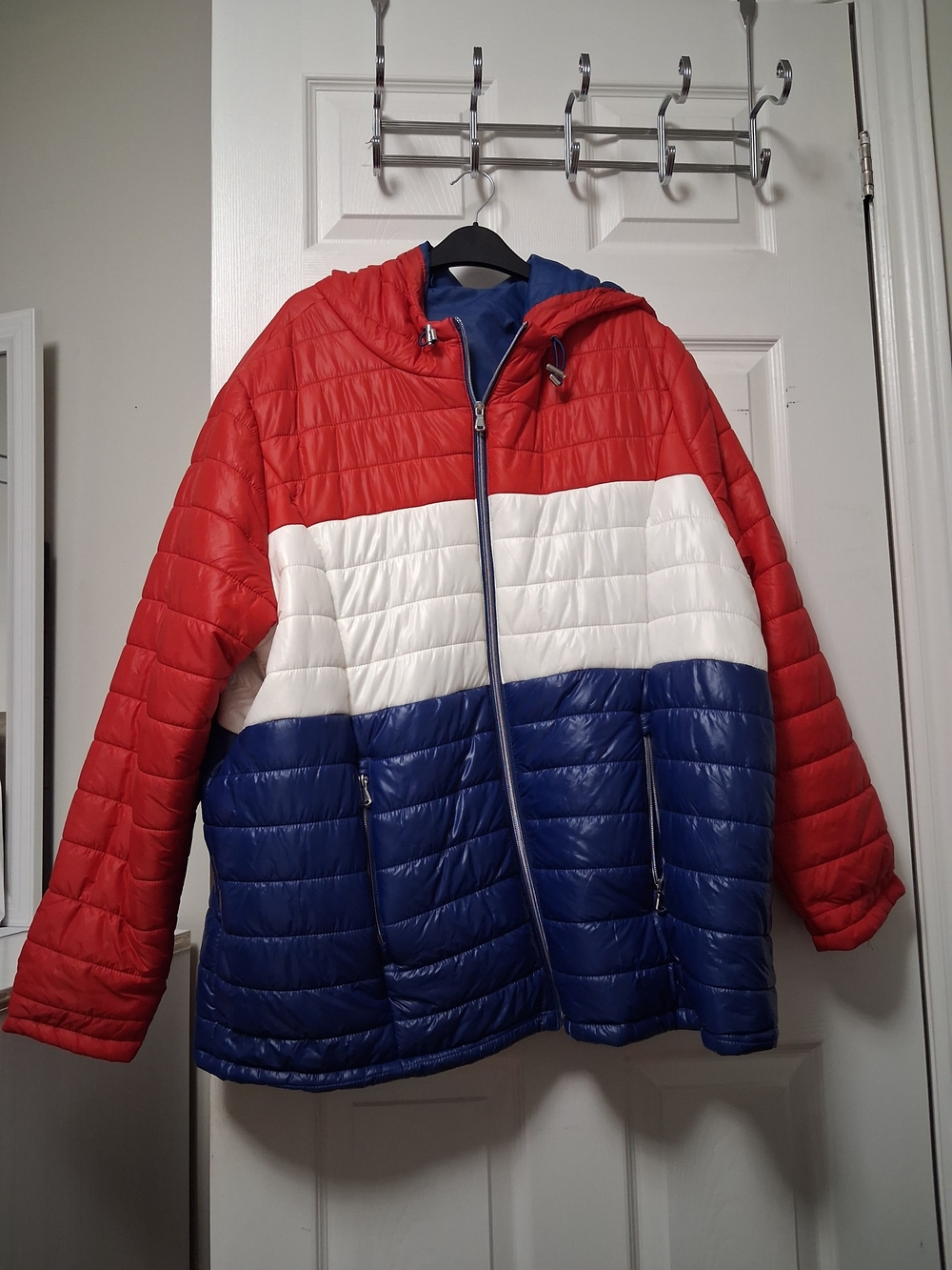 Women’s Colorblock Puffer Jacket - Red, White & Blue